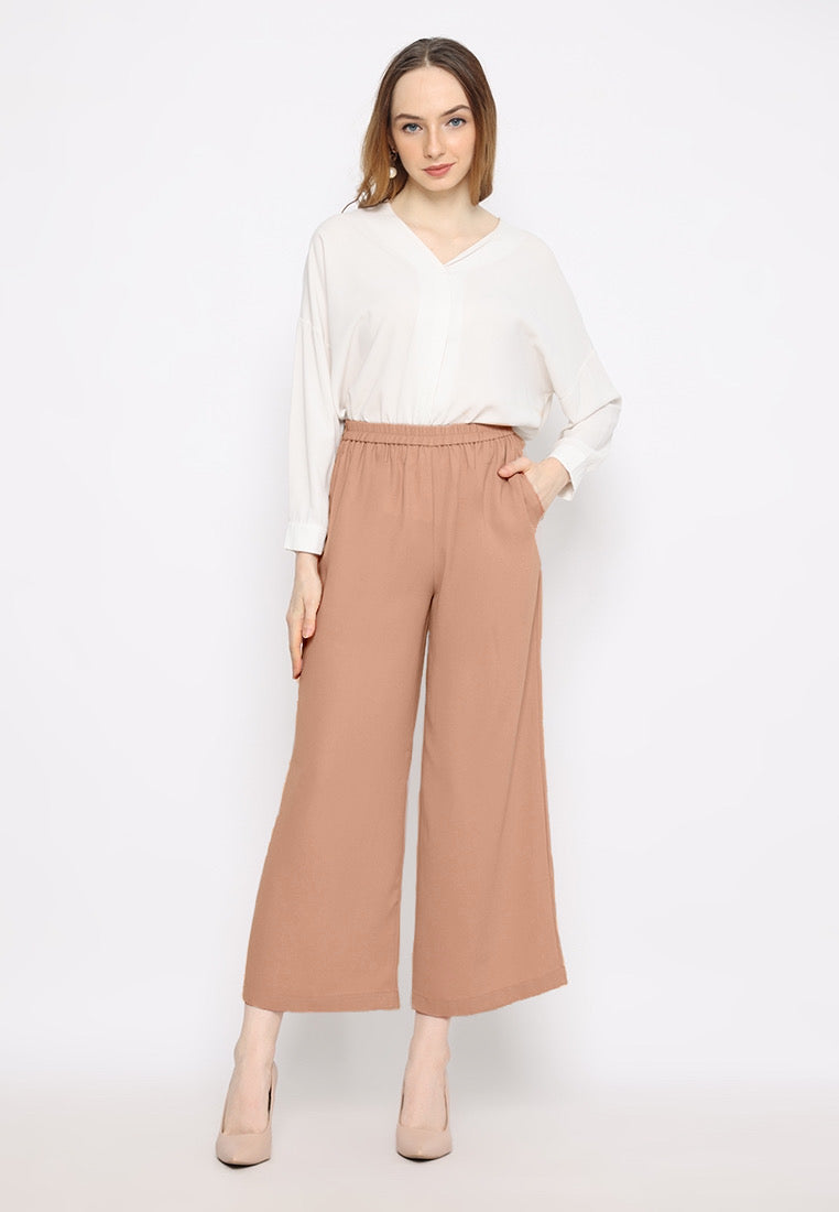 Amalia Wide Leg Pants Culotte | Brown
