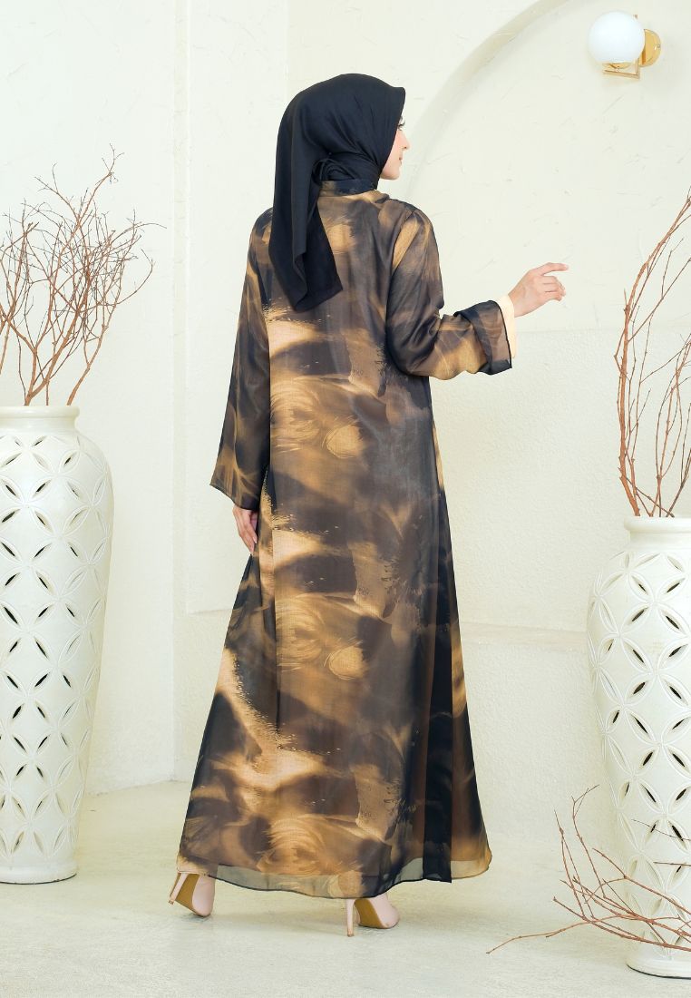 Azalea Mosleem Long Dress Abtrack Motif With Payet | Black