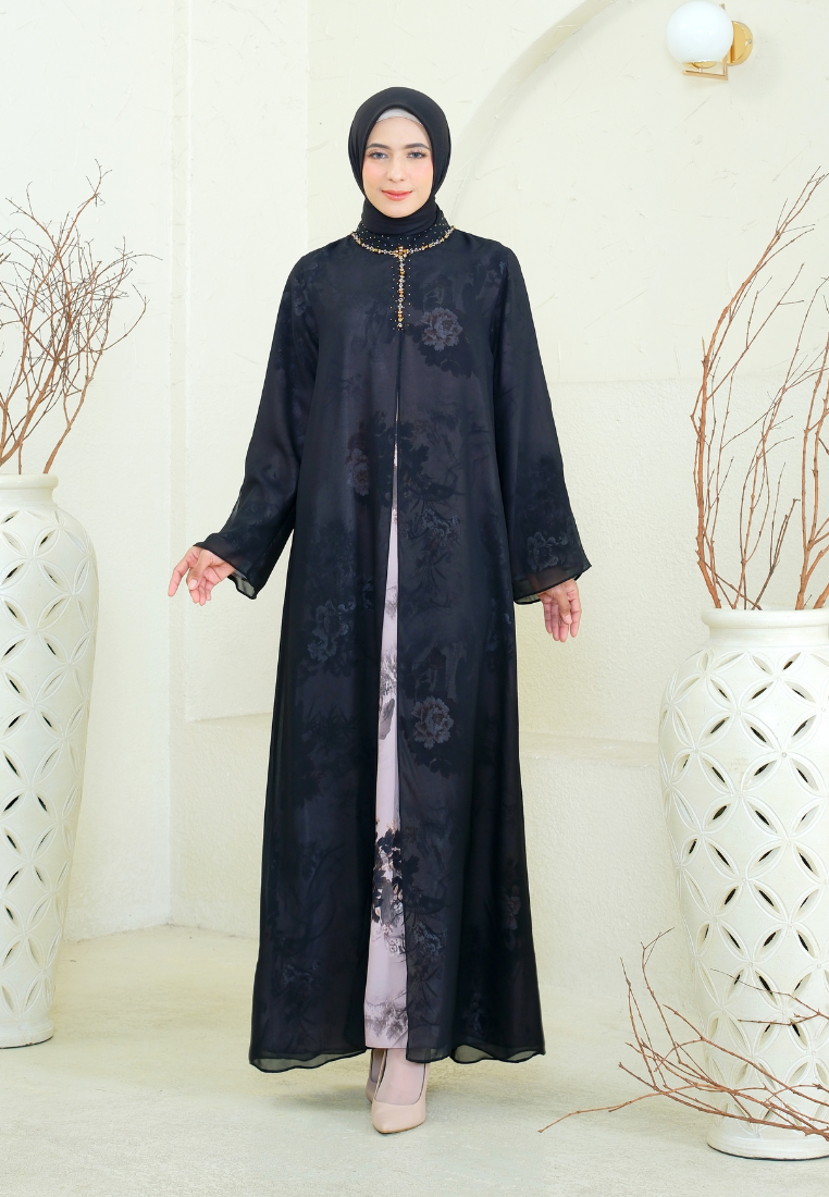 Jayden Muslim Long Dress with Sequins | Black