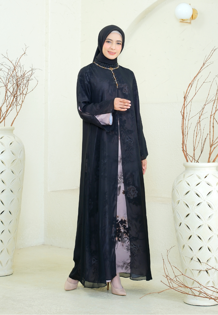 Jayden Muslim Long Dress with Sequins | Black