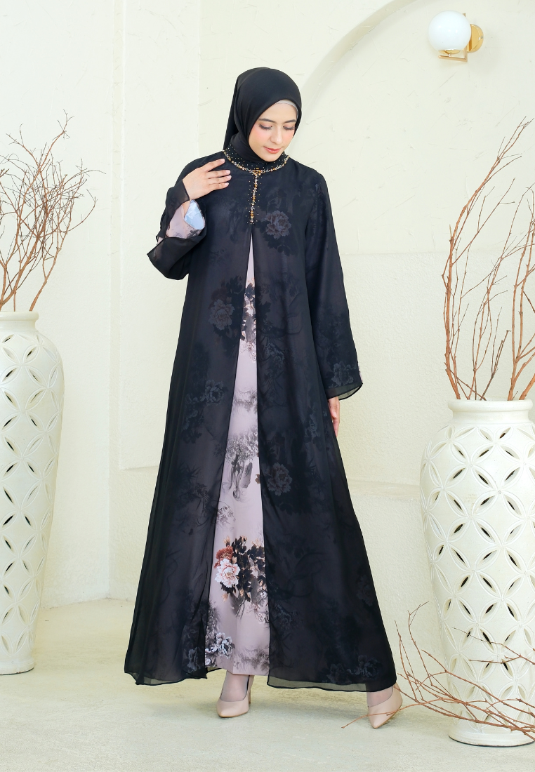 Jayden Muslim Long Dress with Sequins | Black