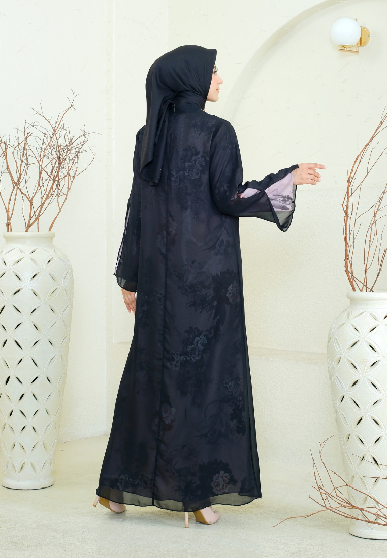 Jayden Muslim Long Dress with Sequins | Black