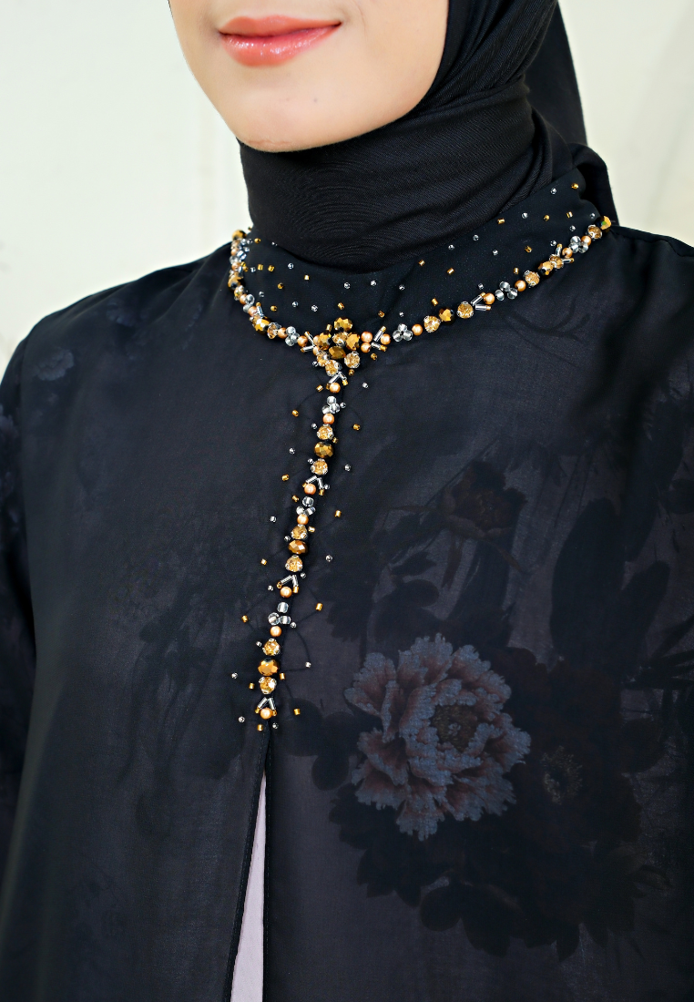 Jayden Muslim Long Dress with Sequins | Black
