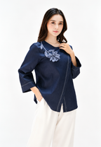 Rosellea Blouse With Floral Detail | Navy
