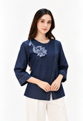 Rosellea Blouse With Floral Detail | Navy