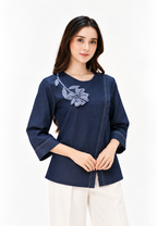 Rosellea Blouse With Floral Detail | Navy