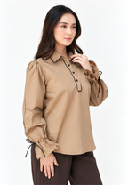 Briellea Blouse With Puff Sleeve | Brown