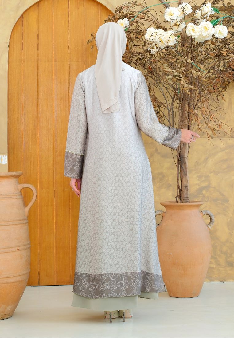 Dahlia with Detailed Sequins Muslim Long Dress | Olive Green