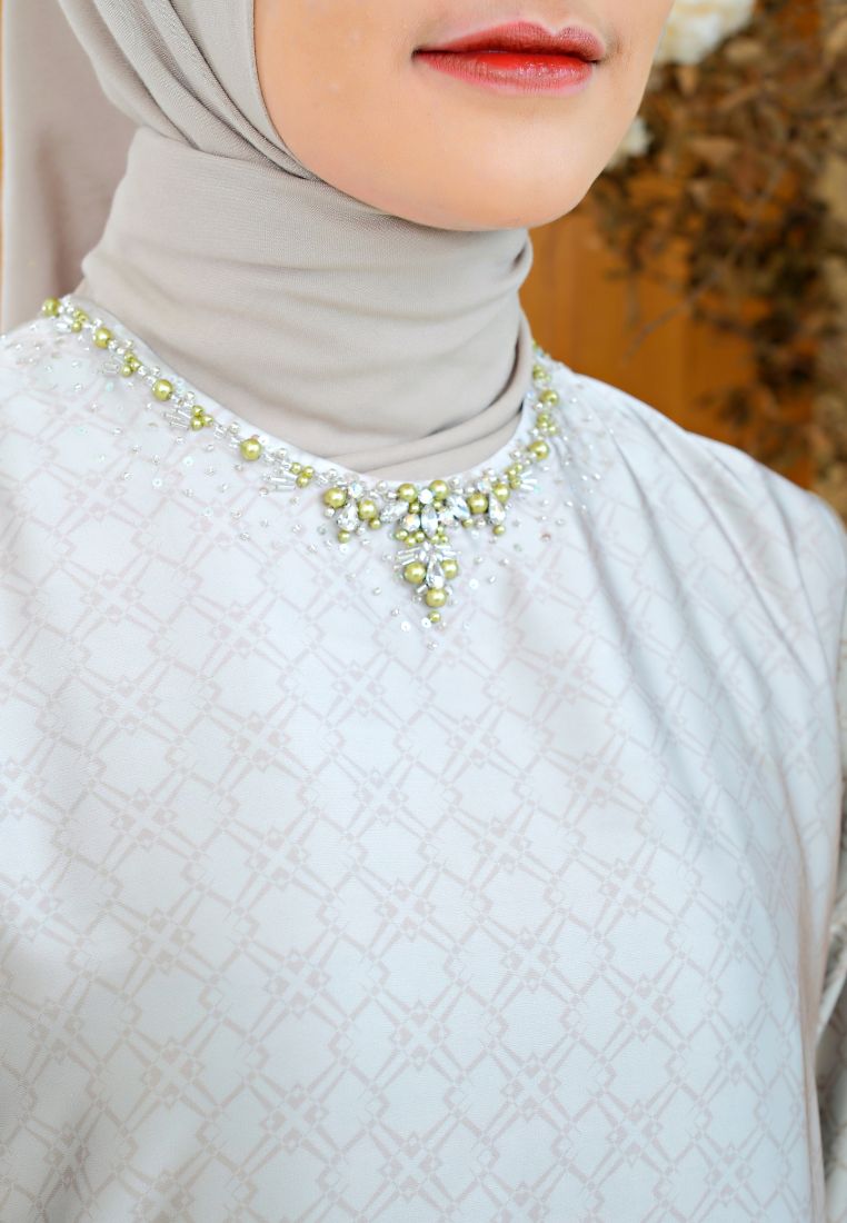 Dahlia with Detailed Sequins Muslim Long Dress | Olive Green