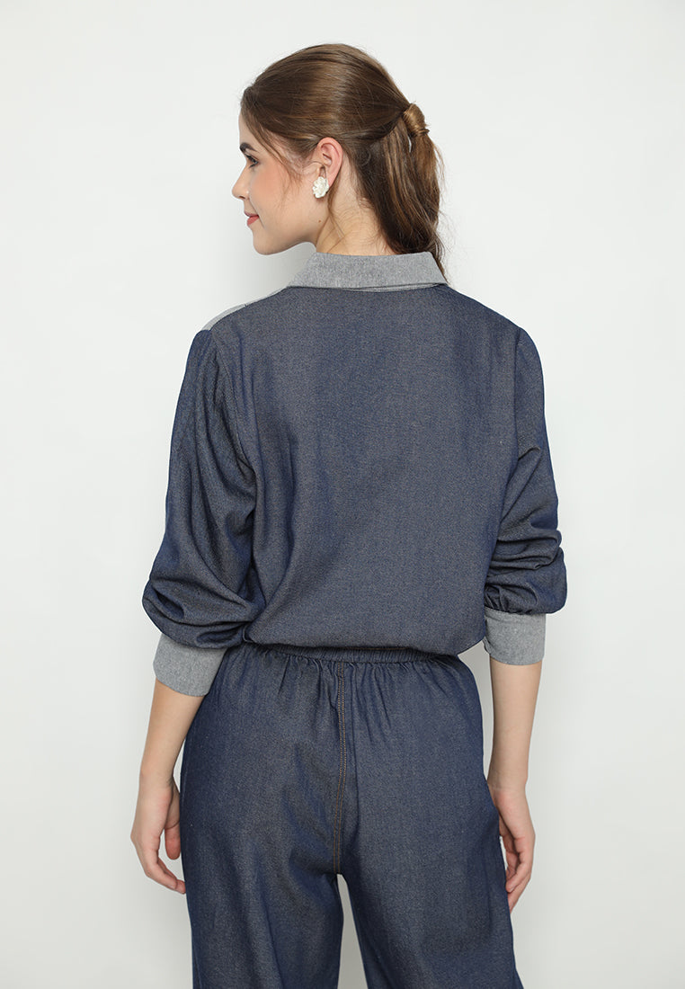 Brady Denim Tops Two Tone | Navy