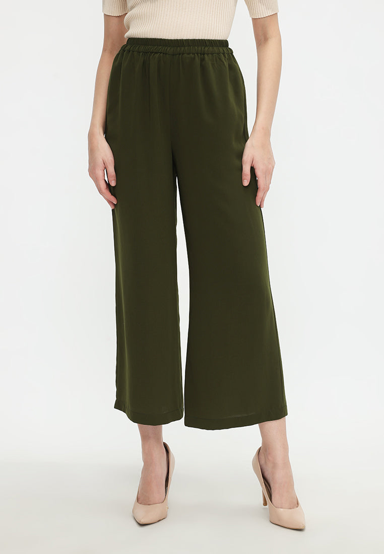 Amalia Wide Leg Pants Culotte | Green