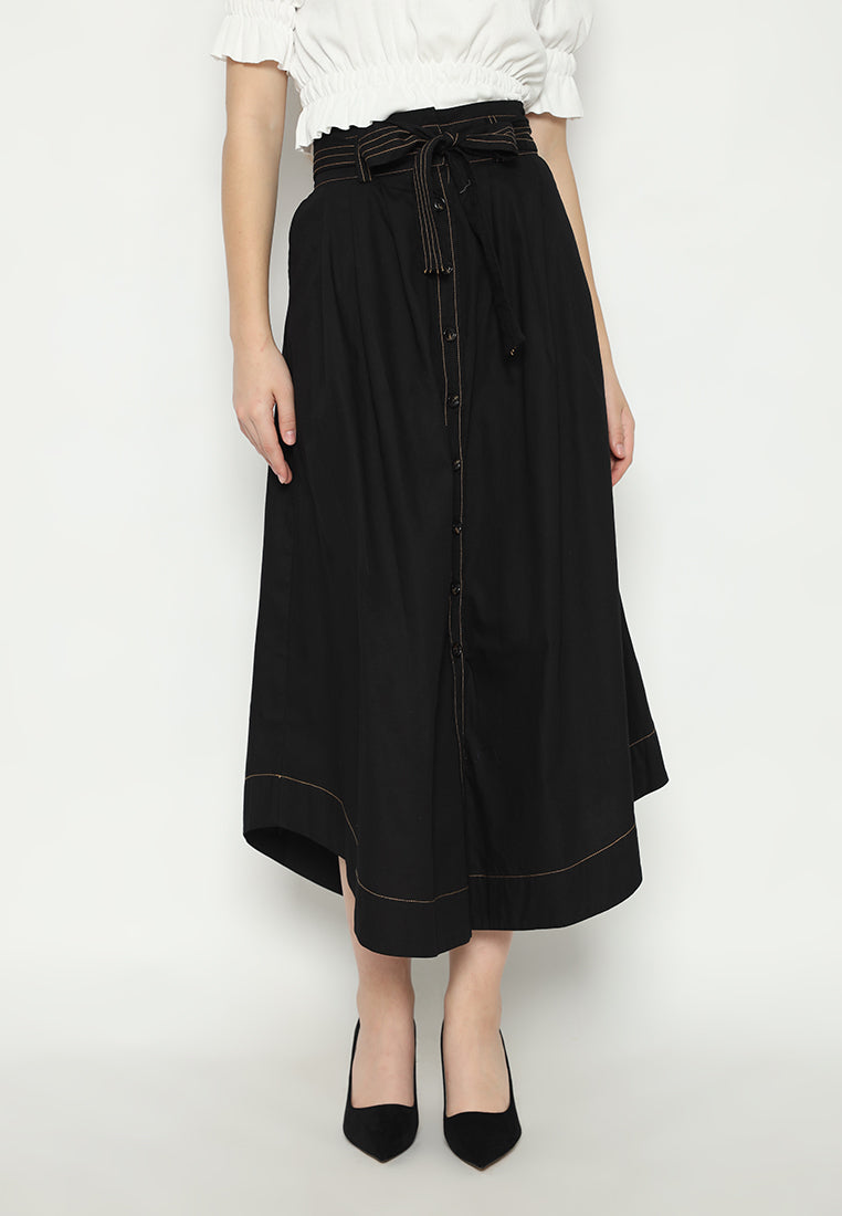 Skora Plain Skirt With Belt Adjustable | Black