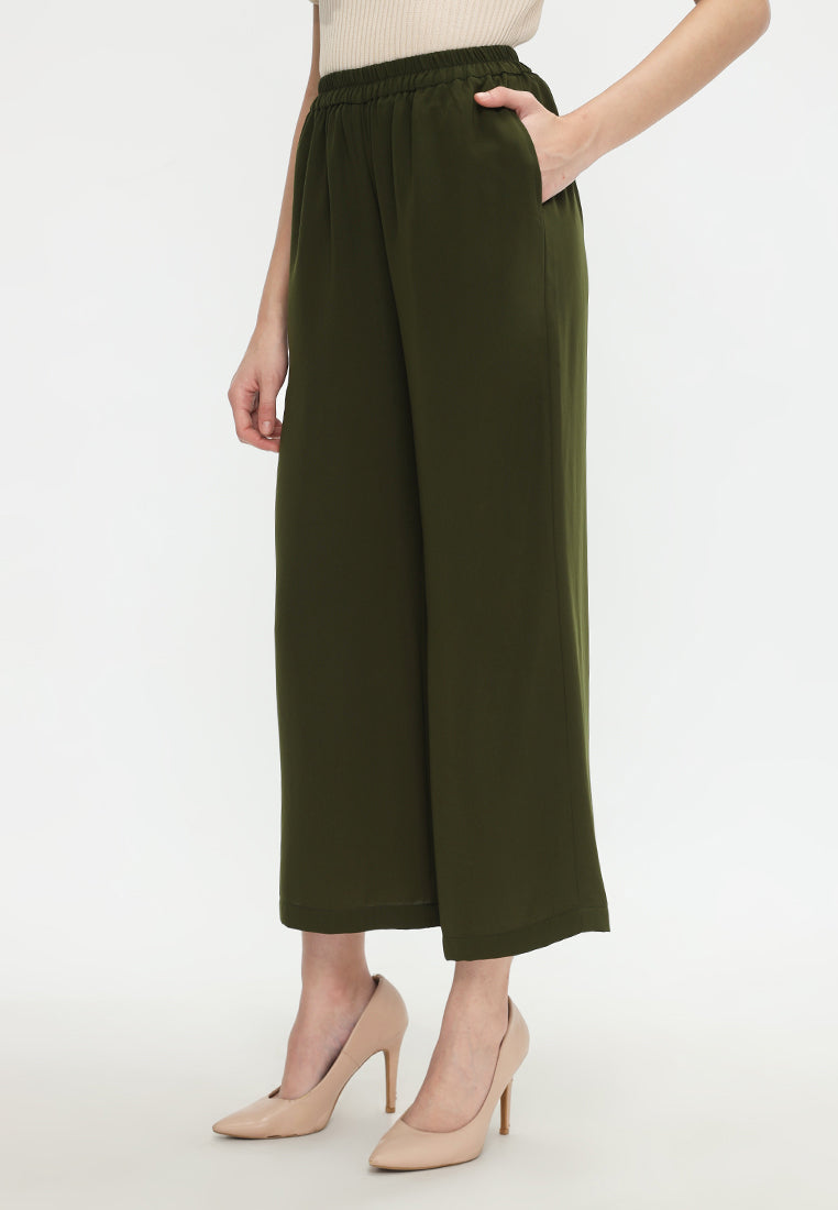 Amalia Wide Leg Pants Culotte | Green