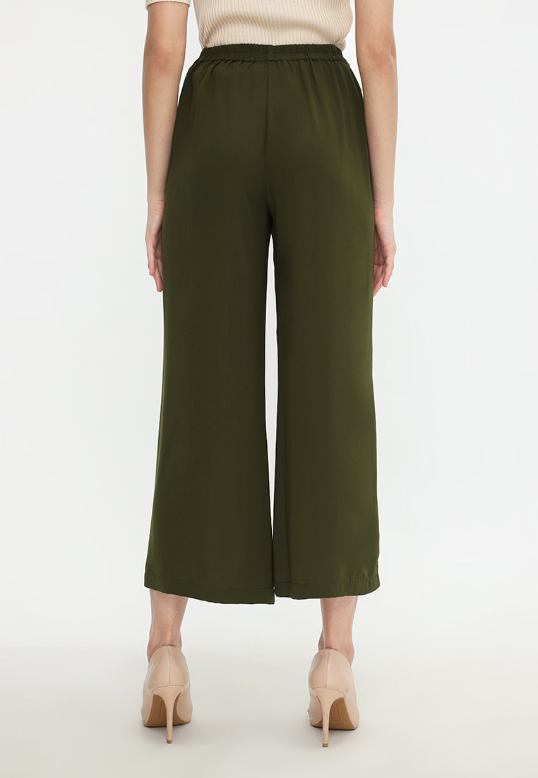 Amalia Wide Leg Pants Culotte | Green