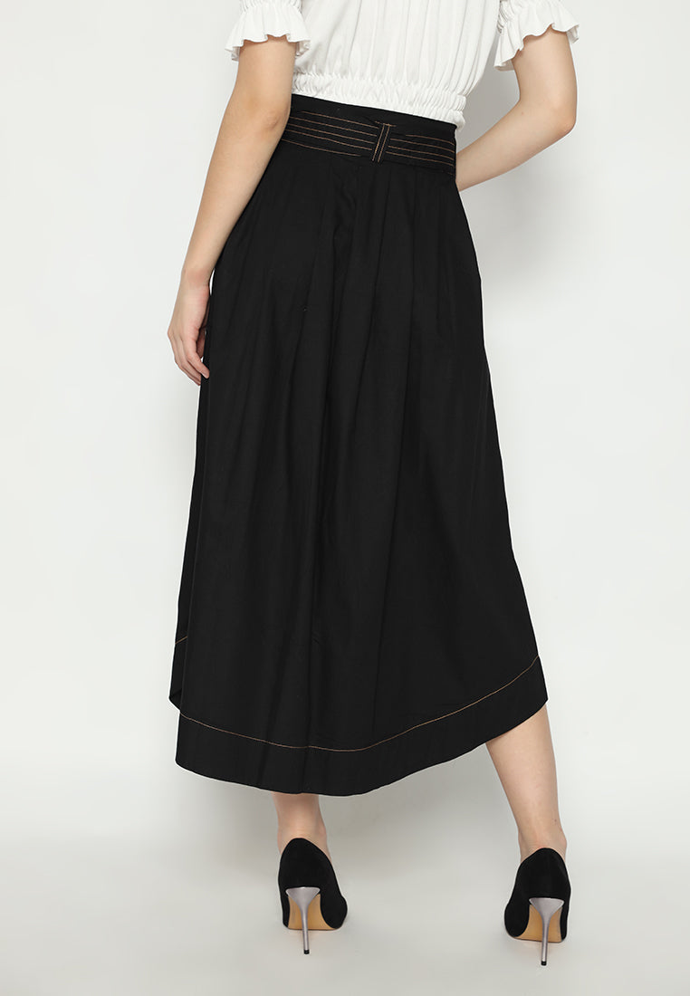 Skora Plain Skirt With Belt Adjustable | Black