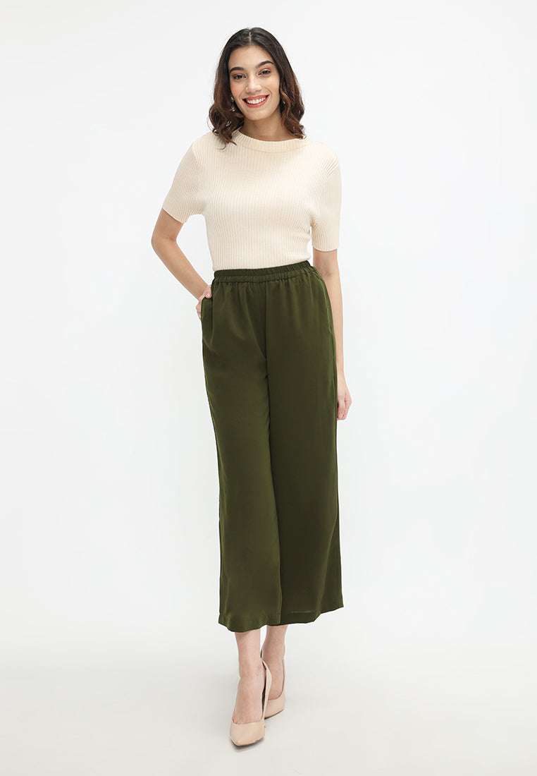 Amalia Wide Leg Pants Culotte | Green