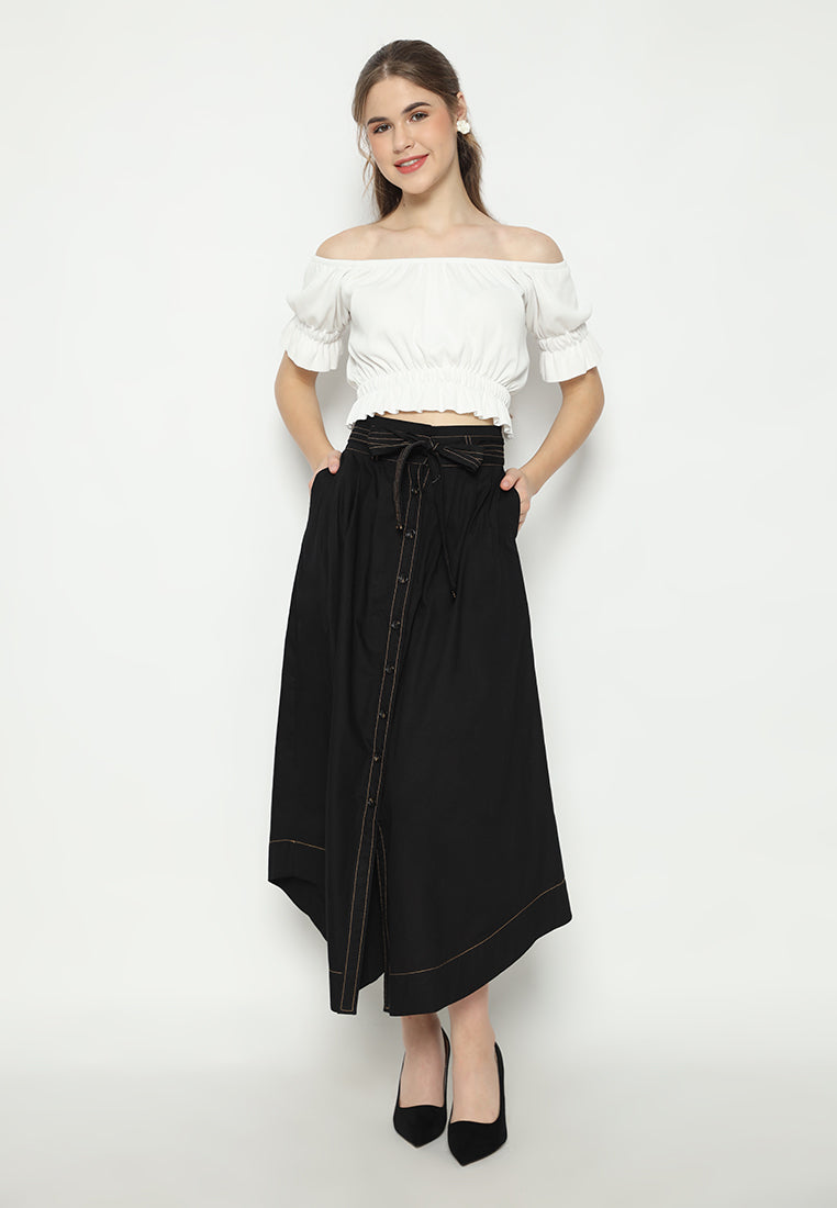 Skora Plain Skirt With Belt Adjustable | Black