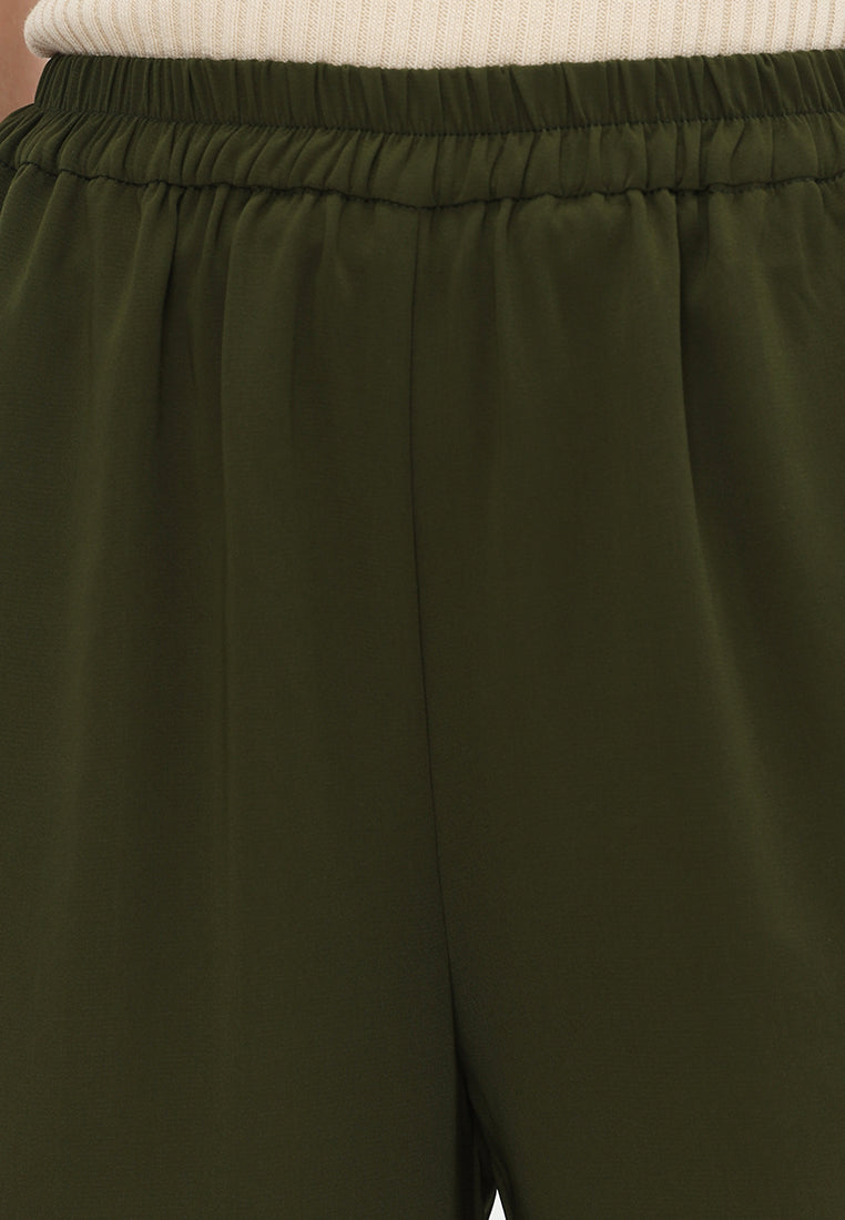 Amalia Wide Leg Pants Culotte | Green