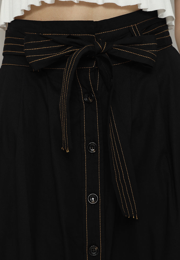 Skora Plain Skirt With Belt Adjustable | Black