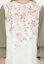 Jardin Floral Blouse With Rubber Sleeve | Cream