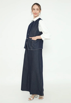 Queena Vest In Denim | Navy