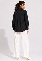 Julia Flower Embroidery Shirt | Black