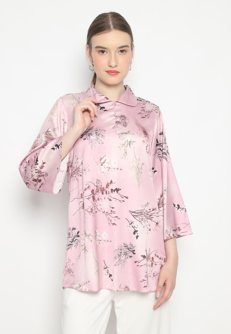Larissa Woman Tops Floral Armany Silk | Pink