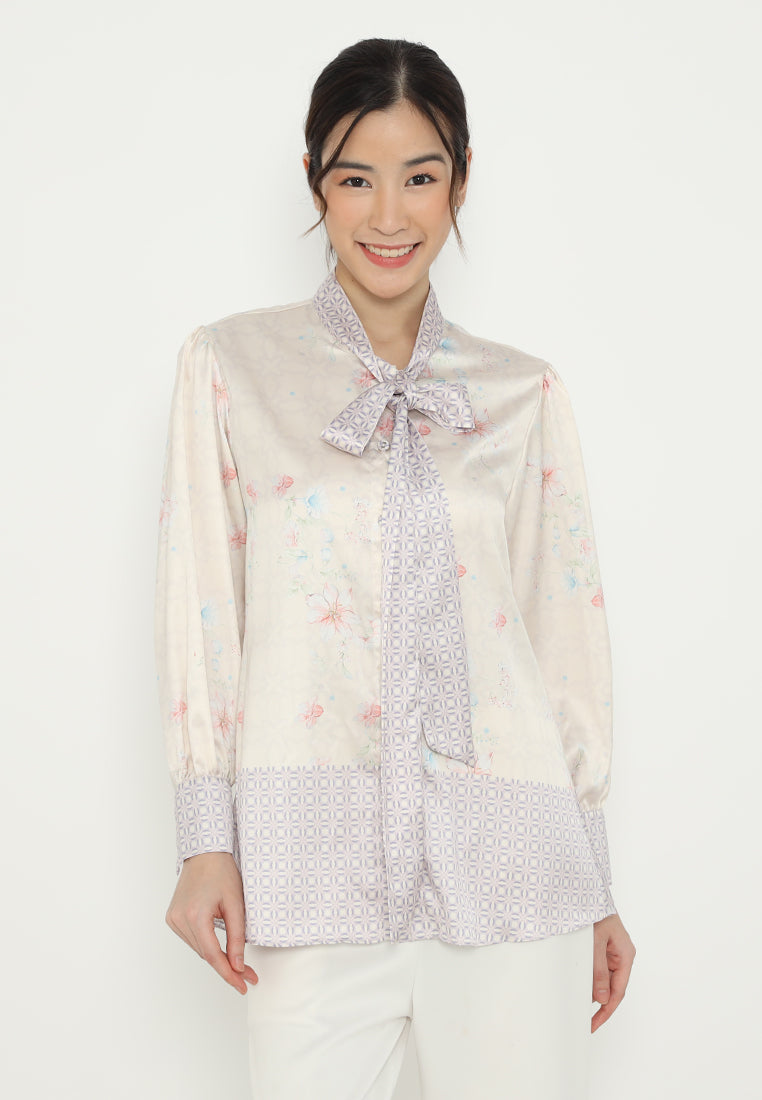 Monogram Tops With Tape Detail Korean Look | Cream