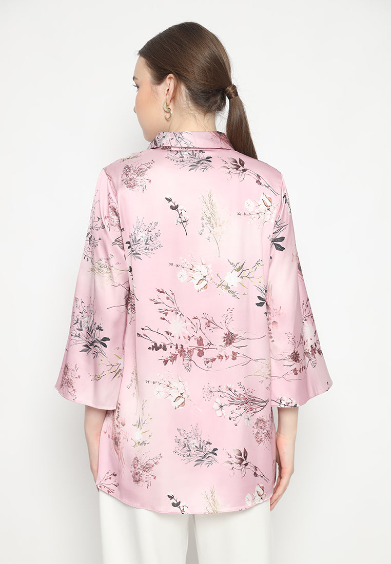 Larissa Woman Tops Floral Armany Silk | Pink