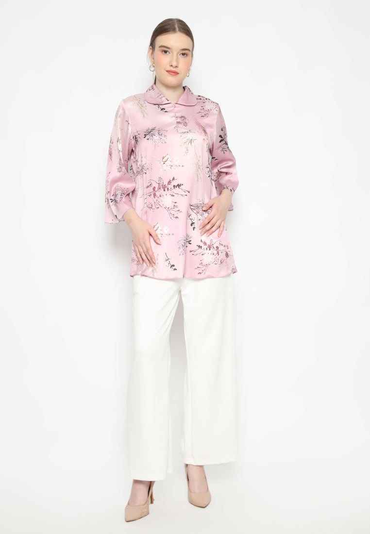 Larissa Woman Tops Floral Armany Silk | Pink