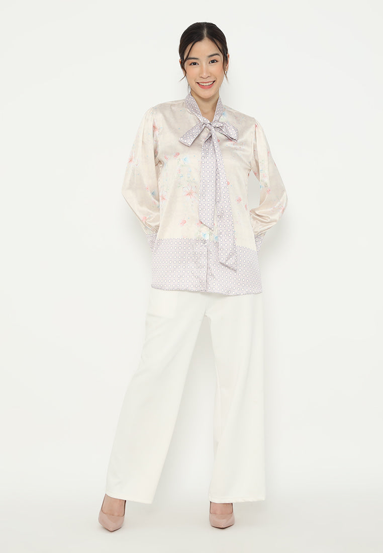 Monogram Tops With Tape Detail Korean Look | Cream