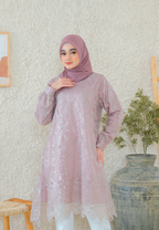 Lunara Long Sleeved Tunic with Brocade | Purple