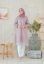 Lunara Long Sleeved Tunic with Brocade | Purple