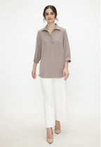 Clementine V Neck Blouse | Brown