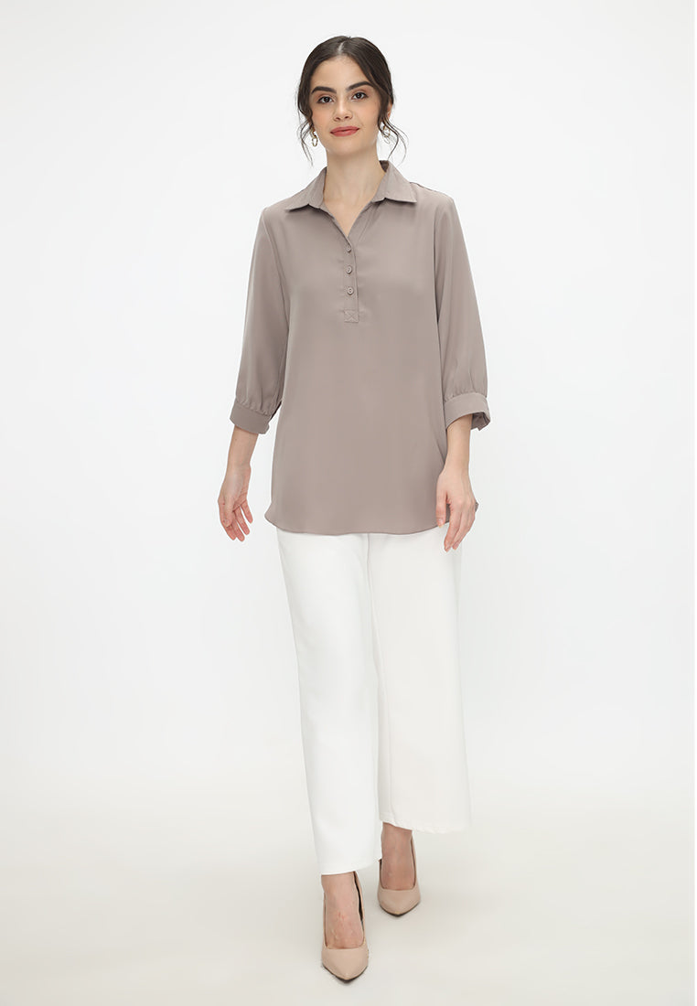 Clementine V Neck Blouse | Brown