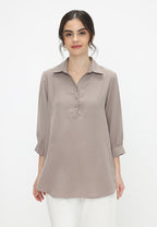 Clementine V Neck Blouse | Brown