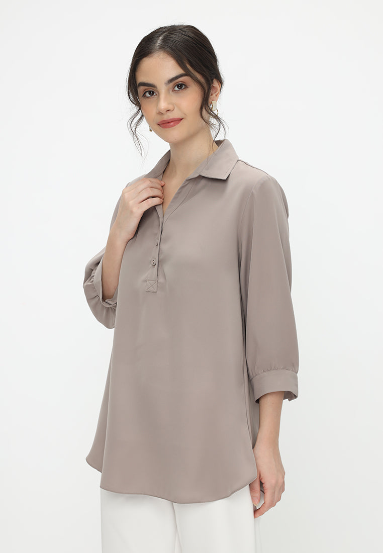 Clementine V Neck Blouse | Brown
