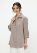Clementine V Neck Blouse | Brown