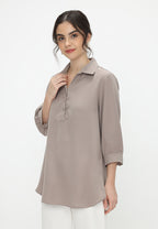 Clementine V Neck Blouse | Brown
