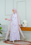 Elisa Pink Marble Muslim Long Dress | Pink
