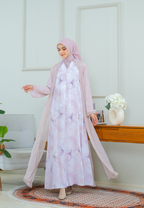 Elisa Pink Marble Muslim Long Dress | Pink