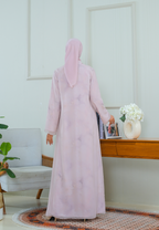 Elisa Pink Marble Muslim Long Dress | Pink