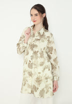 Casual Floral Shirt With Long Sleeve In Cream By Brilliant Girl