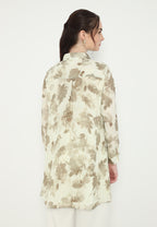 Casual Floral Shirt With Long Sleeve In Cream By Brilliant Girl
