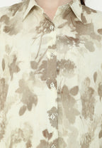 Casual Floral Shirt With Long Sleeve In Cream By Brilliant Girl