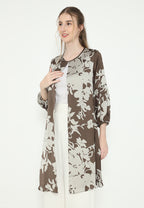 Aurette Outerwear Satin With Puff Sleeve | Brown