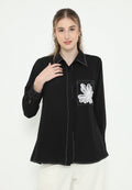Viona Shirt Black With Flowers In Pocket | Black