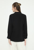 Viona Shirt Black With Flowers In Pocket | Black