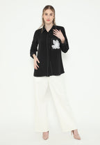 Viona Shirt Black With Flowers In Pocket | Black