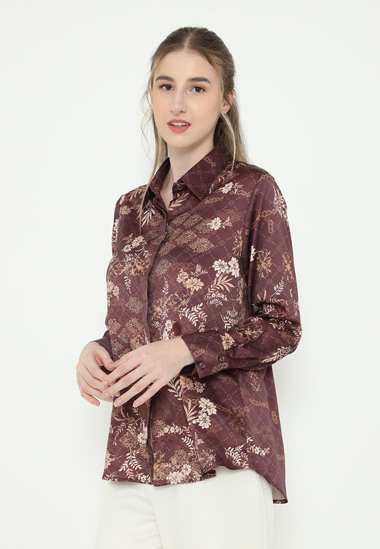 Yasmin Floral Armani Silk | Burgundy
